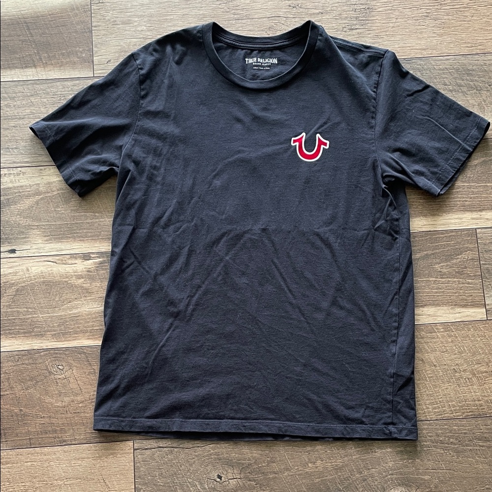 True Religion Black Tee with Red Logo